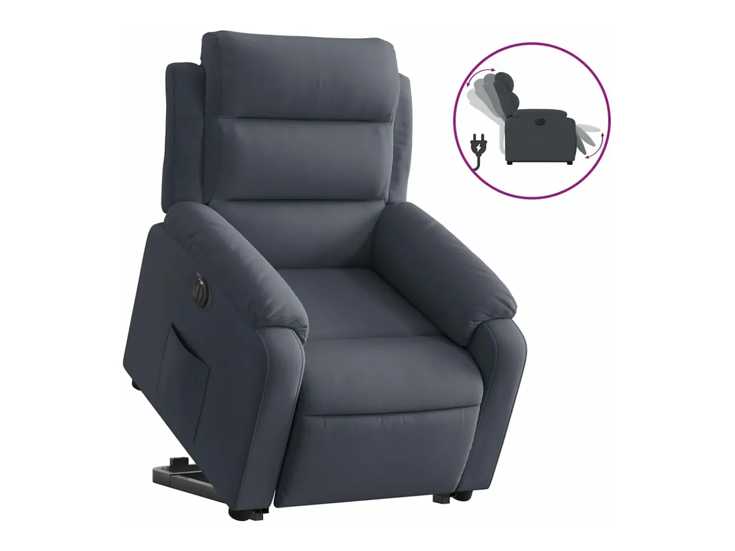 Poltrona*vidaxl Poltrona reclinável elevatória elétrica veludo -escuro Cinzento