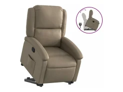Poltrona reclinável elevatória couro artificial cor cappuccino PT435592^ Poltrona