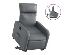 Poltrona| Poltrona reclinável elevatória couro artificial PT265222 Cinzento