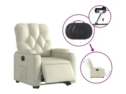 New Poltrona reclinável elevatória elétrica couro artificial PT724200 Creme
