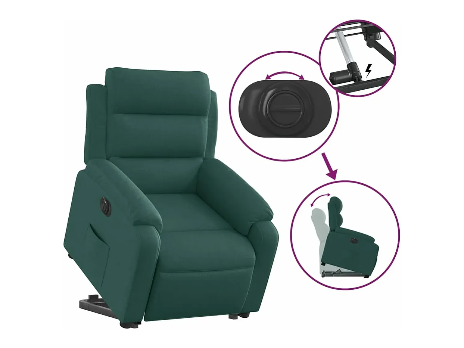 Discount Poltrona reclinável elevatória elétrica tecido -escuro PT254211 Verde