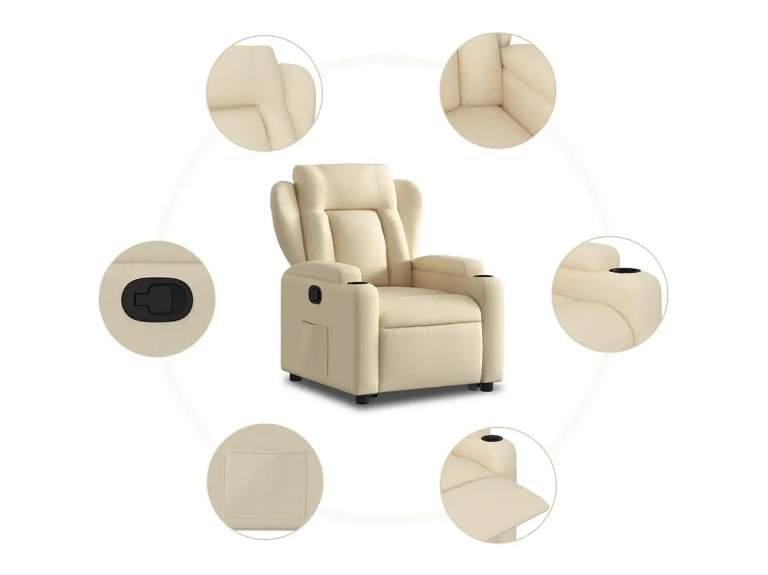 Discount vidaxl Poltrona reclinável elevatória tecido cor Creme