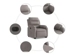 Poltrona|vidaxl Poltrona reclinável elevatória elétrica cinza-acastanhado Taupe
