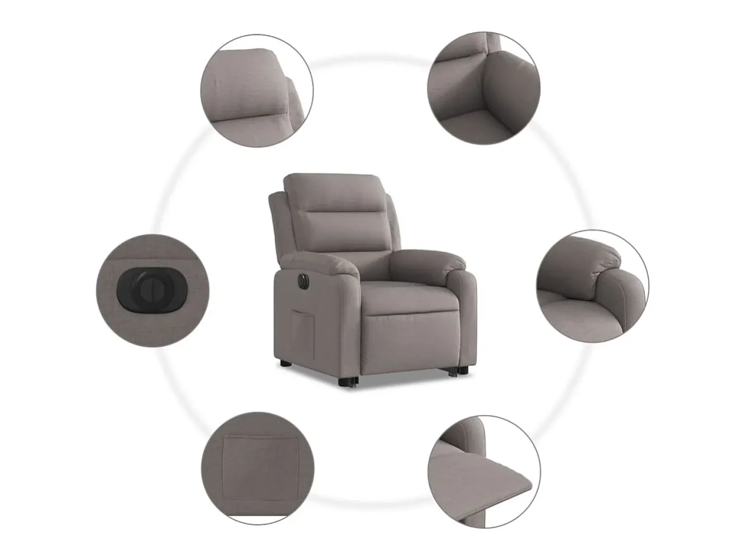Poltrona|vidaxl Poltrona reclinável elevatória elétrica cinza-acastanhado Taupe