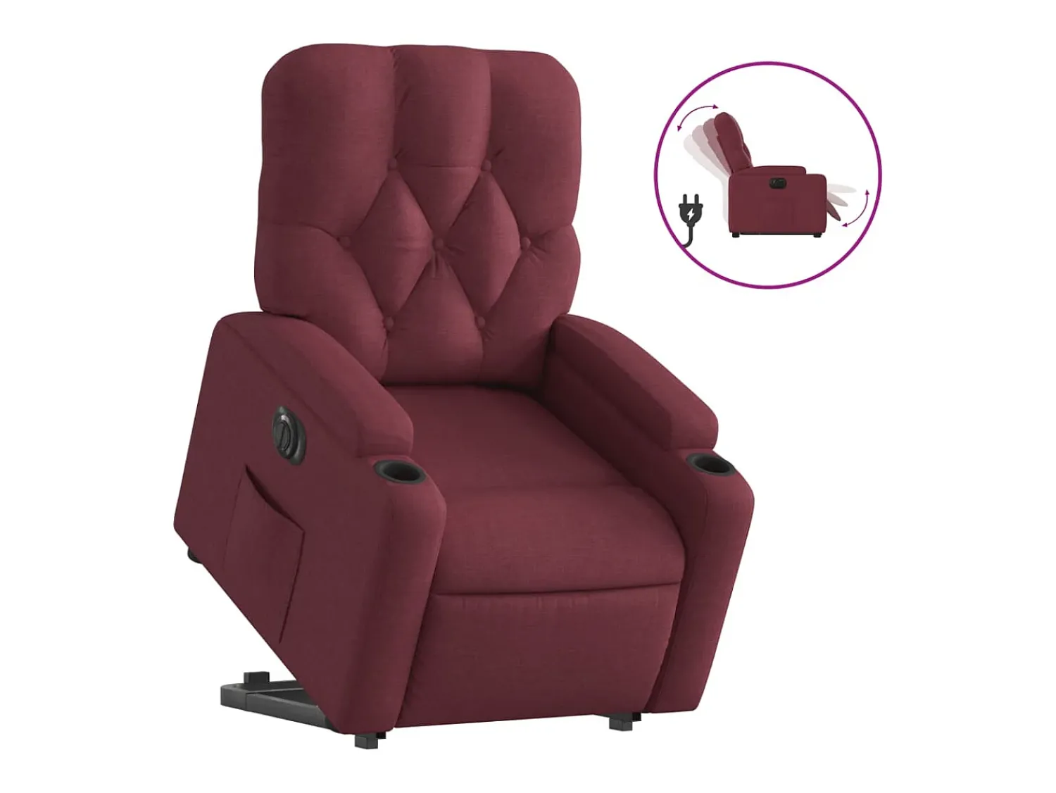 New vidaxl Poltrona reclinável elevatória elétrica tecido -tinto Vermelho
