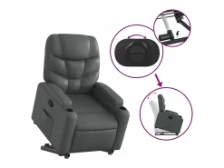 Poltrona* Poltrona reclinável elevatória couro artificial PT988303 Cinzento