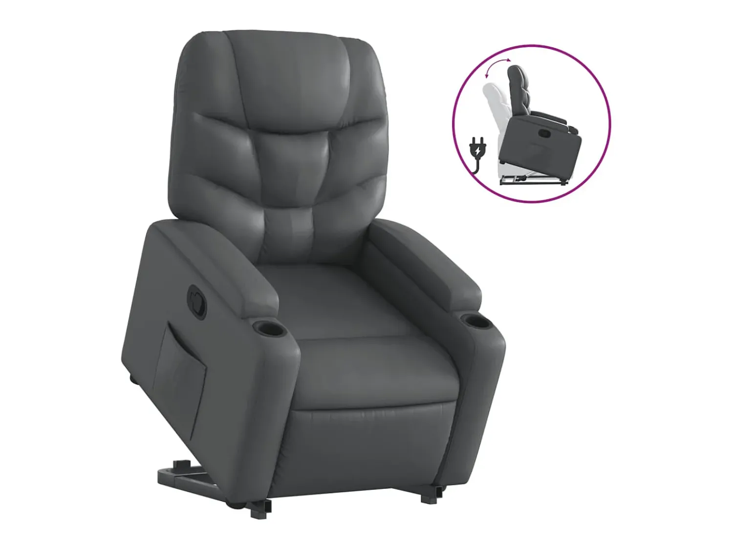 Poltrona* Poltrona reclinável elevatória couro artificial PT988303 Cinzento