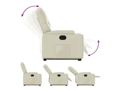 vidaxl Poltrona reclinável elevatória couro artificial cor Creme