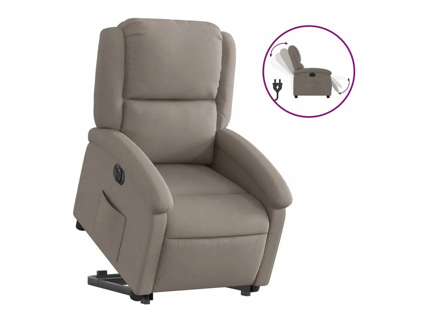 Poltrona|vidaxl Poltrona reclinável elevatória elétrica cinza-acastanhado Taupe