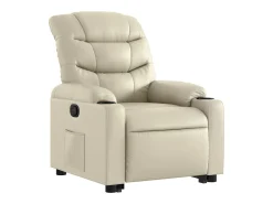 Sale Poltrona reclinável elevatória couro artificial cor PT693649 Creme