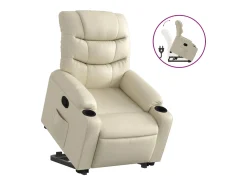 Sale Poltrona reclinável elevatória couro artificial cor PT693649 Creme