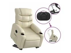 Sale Poltrona reclinável elevatória couro artificial cor PT693649 Creme