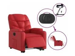 Best Poltrona reclinável elevatória elétrica couro artif. PT718797 Vermelho