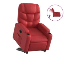 Best Poltrona reclinável elevatória elétrica couro artif. PT718797 Vermelho