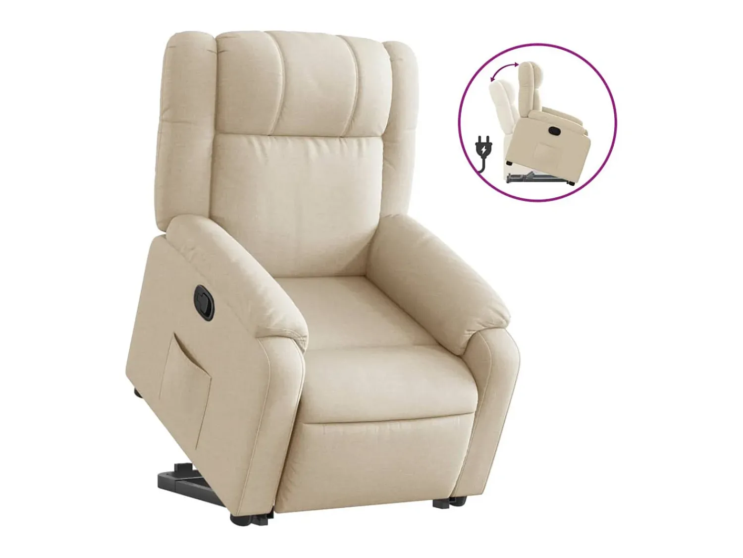 Poltrona*vidaxl Poltrona reclinável elevatória tecido cor Creme