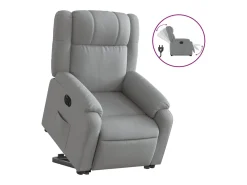 Poltrona*vidaxl Poltrona reclinável elevatória elétrica tecido cinzento-claro Cinzento claro