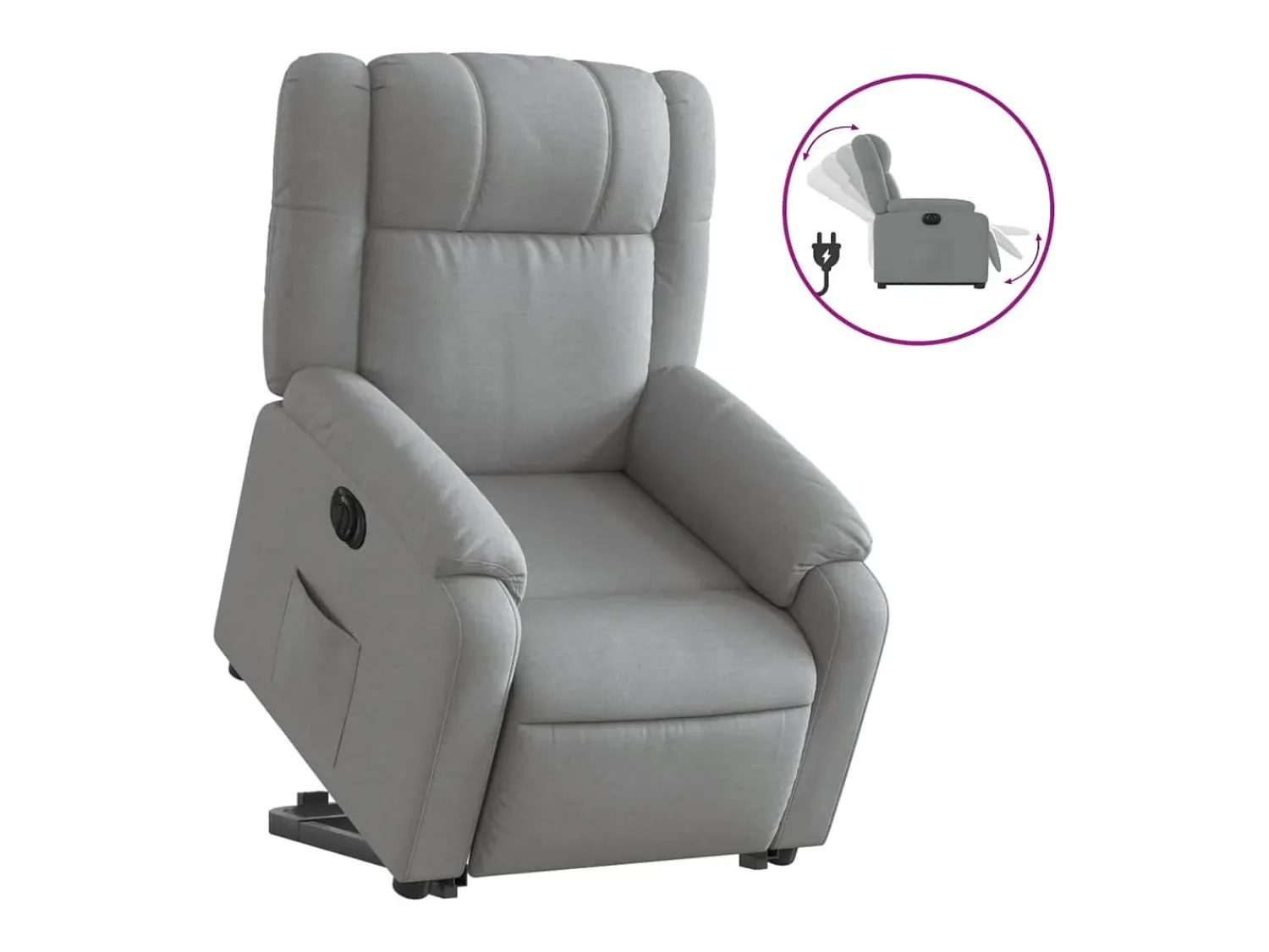 Poltrona*vidaxl Poltrona reclinável elevatória elétrica tecido cinzento-claro Cinzento claro