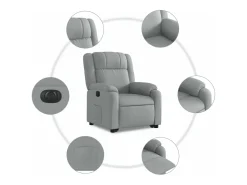 Poltrona*vidaxl Poltrona reclinável elevatória elétrica tecido cinzento-claro Cinzento claro