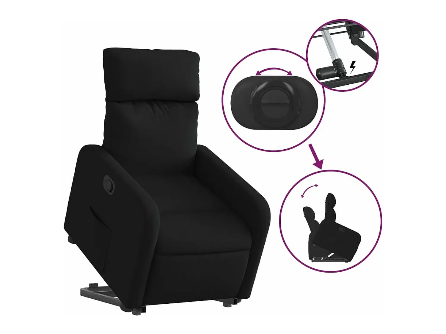 Discount Poltrona reclinável elevatória tecido PT859761 Preto