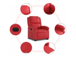 Poltrona*vidaxl Poltrona reclinável elevatória elétrica couro artif. Vermelho
