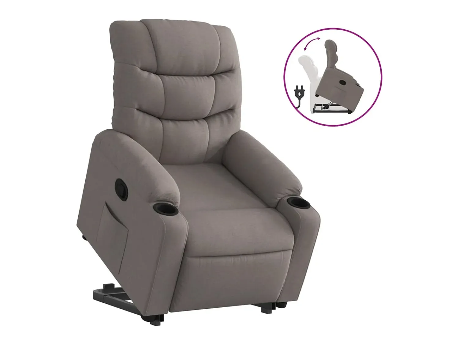 Poltrona*vidaxl Poltrona reclinável elevatória tecido cinzento-acastanhado Taupe