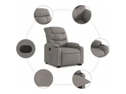 Poltrona*vidaxl Poltrona reclinável elevatória tecido cinzento-acastanhado Taupe