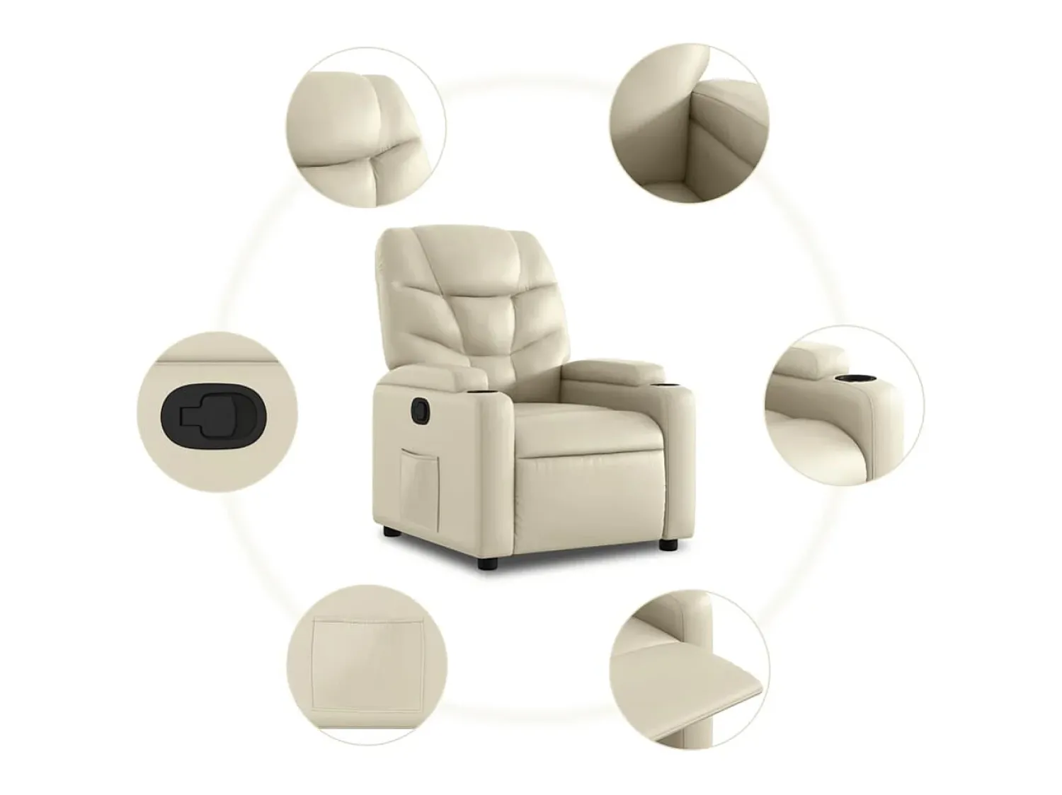 Sale vidaxl Poltrona reclinável elevatória couro artificial cor Creme