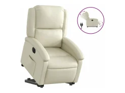 Online vidaxl Poltrona reclinável elevatória elétrica couro artificial Creme