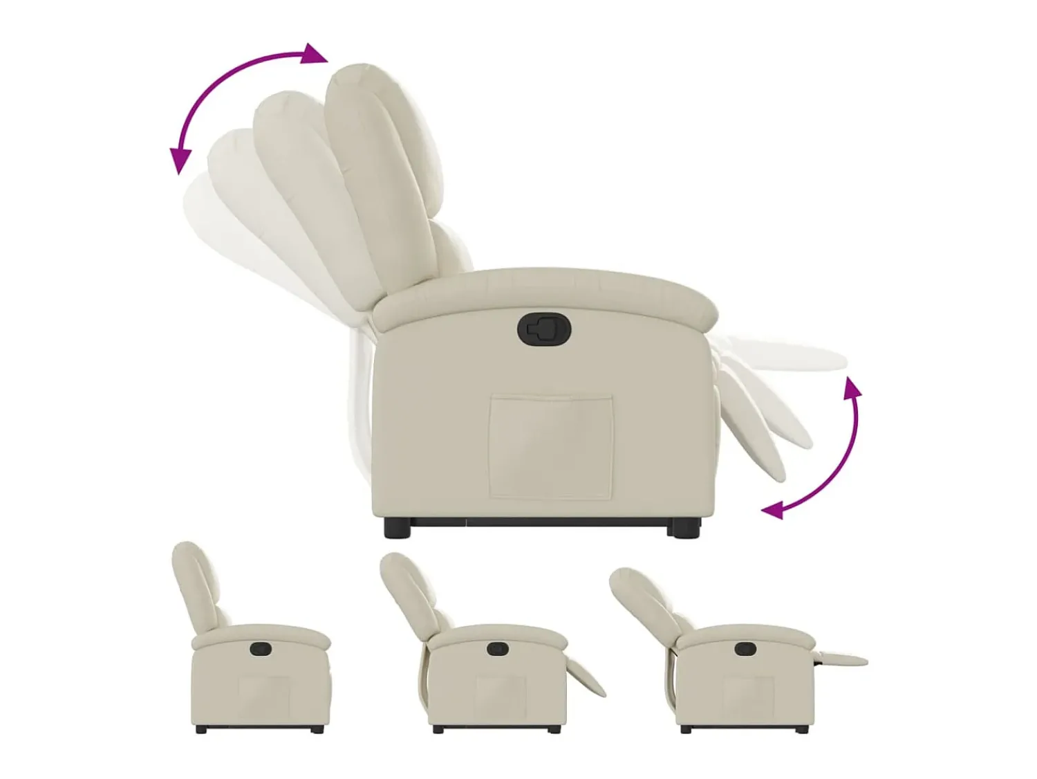 Poltrona*vidaxl Poltrona reclinável elevatória couro artificial cor Creme