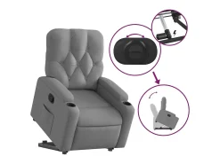 Poltrona|vidaxl Poltrona reclinável elevatória tecido -claro Cinzento