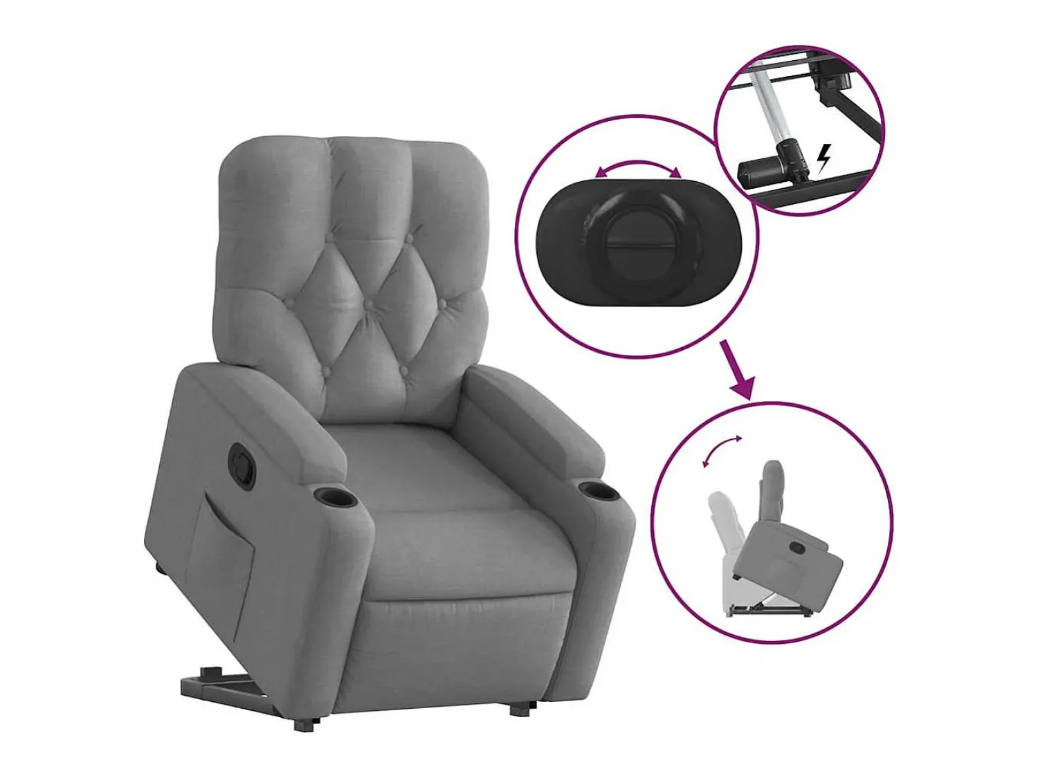 Poltrona|vidaxl Poltrona reclinável elevatória tecido -claro Cinzento