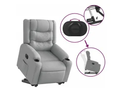 Poltrona*vidaxl Poltrona reclinável elevatória elétrica tecido -claro Cinzento