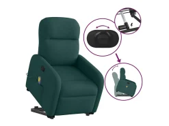 vidaxl Poltrona reclinável elevatória de massagens tecido -escuro^ Poltrona