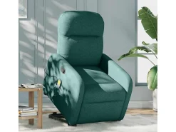 vidaxl Poltrona reclinável elevatória de massagens tecido -escuro^ Poltrona