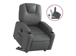 Poltrona* Poltrona reclinável elevatória couro artificial PT175866 Cinzento