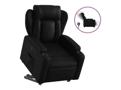 Poltrona| Poltrona reclinável elevatória elétrica couro artificial PT272626 Preto