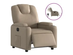 Poltrona reclinável elétrica couro artificial cor cappuccino PT125422^ Poltrona