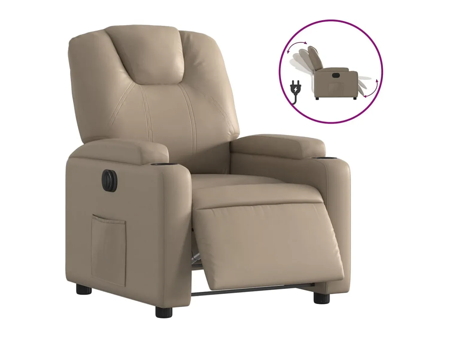 Poltrona reclinável elétrica couro artificial cor cappuccino PT125422^ Poltrona