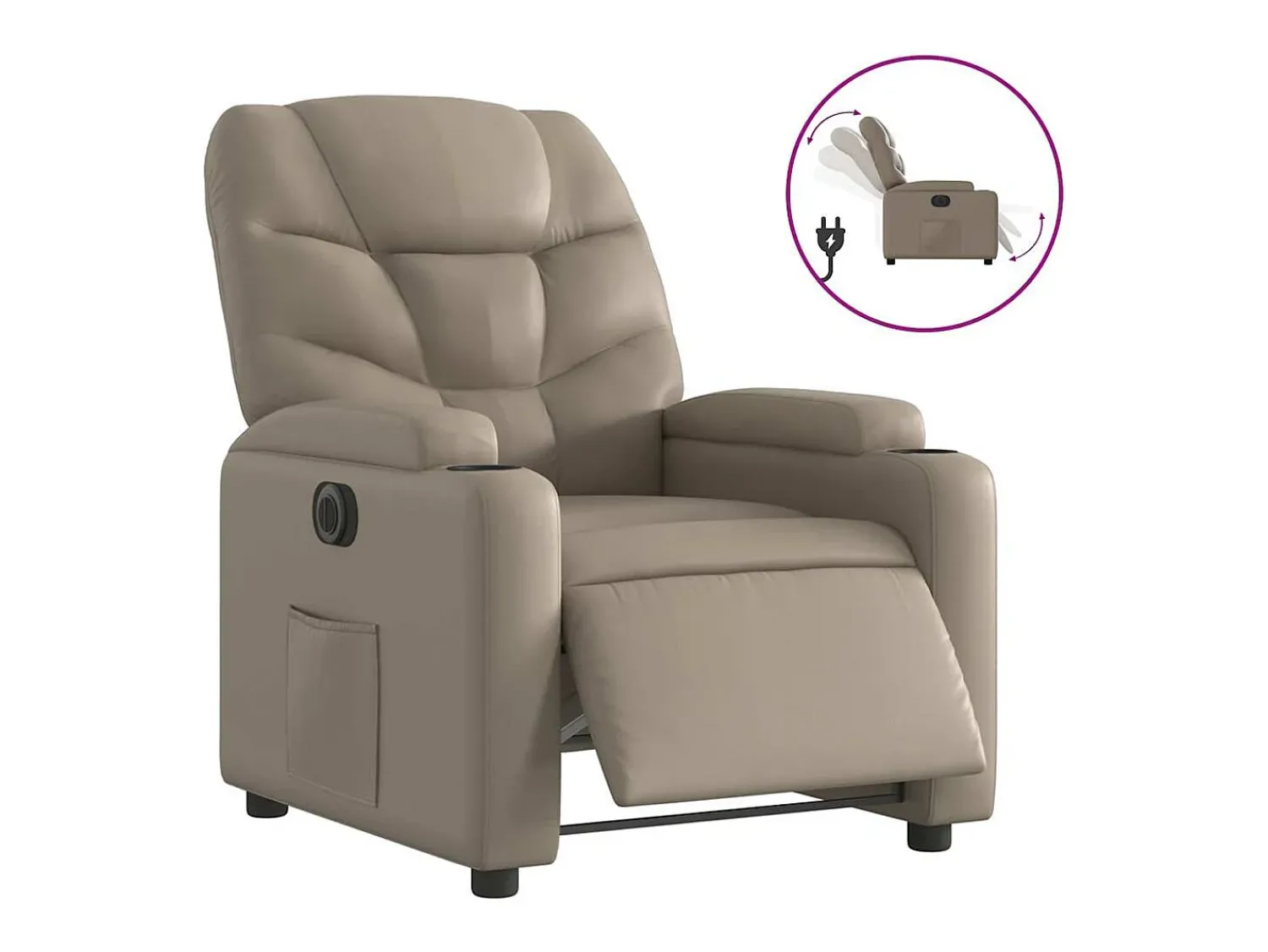 Poltrona|vidaxl Poltrona reclinável elétrica couro artificial cor cappuccino Castanho