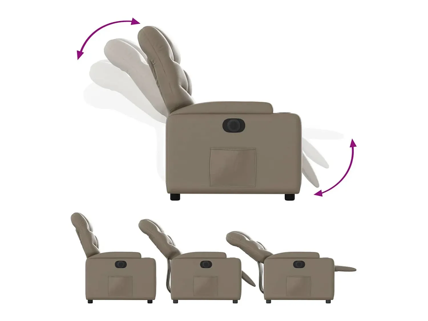 Poltrona|vidaxl Poltrona reclinável elétrica couro artificial cor cappuccino Castanho