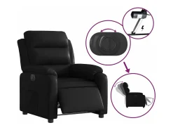 Best Poltrona reclinável elétrica couro artificial PT173651 Preto