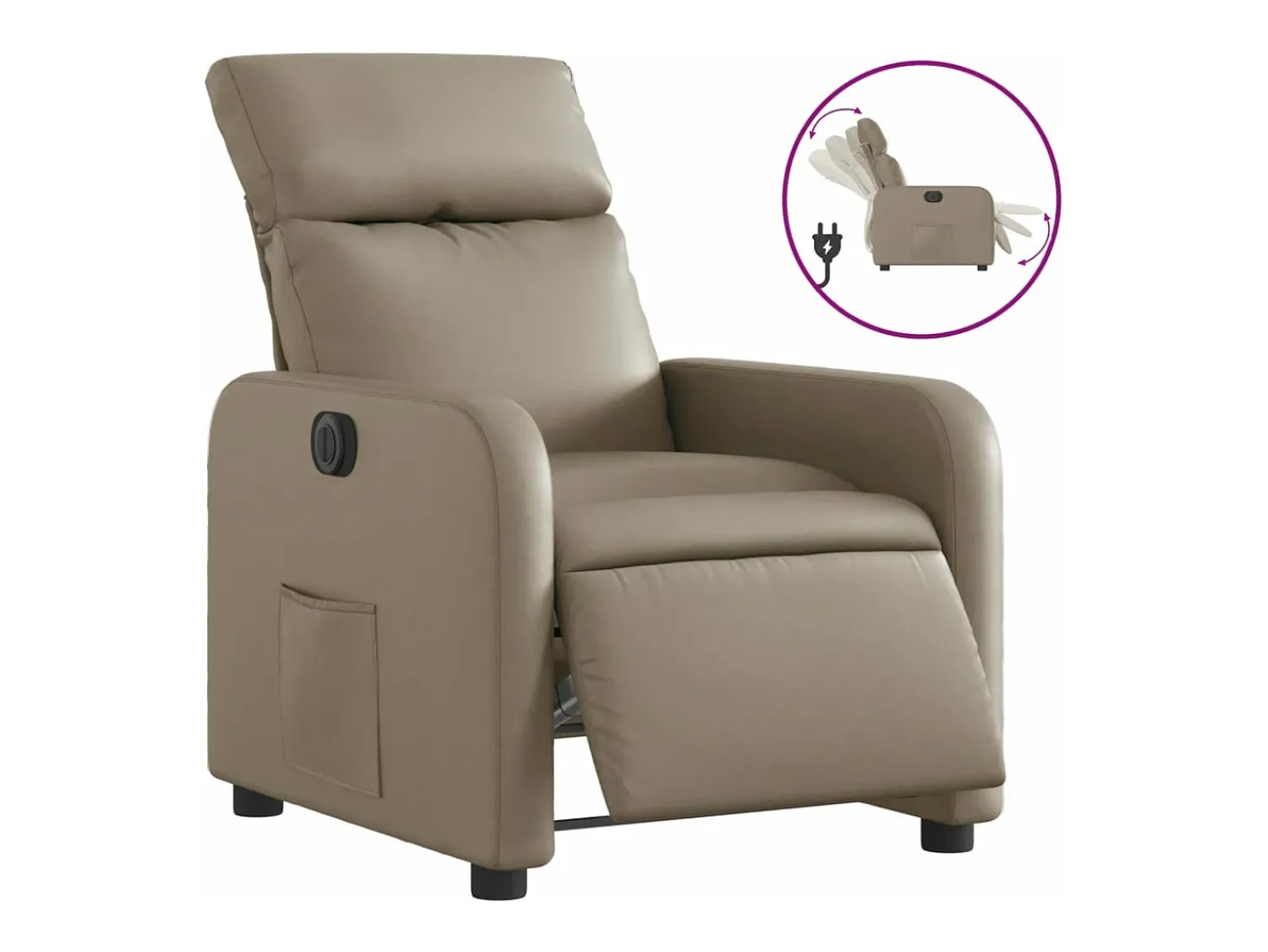 vidaxl Poltrona reclinável elétrica couro artificial cor cappuccino^ Poltrona