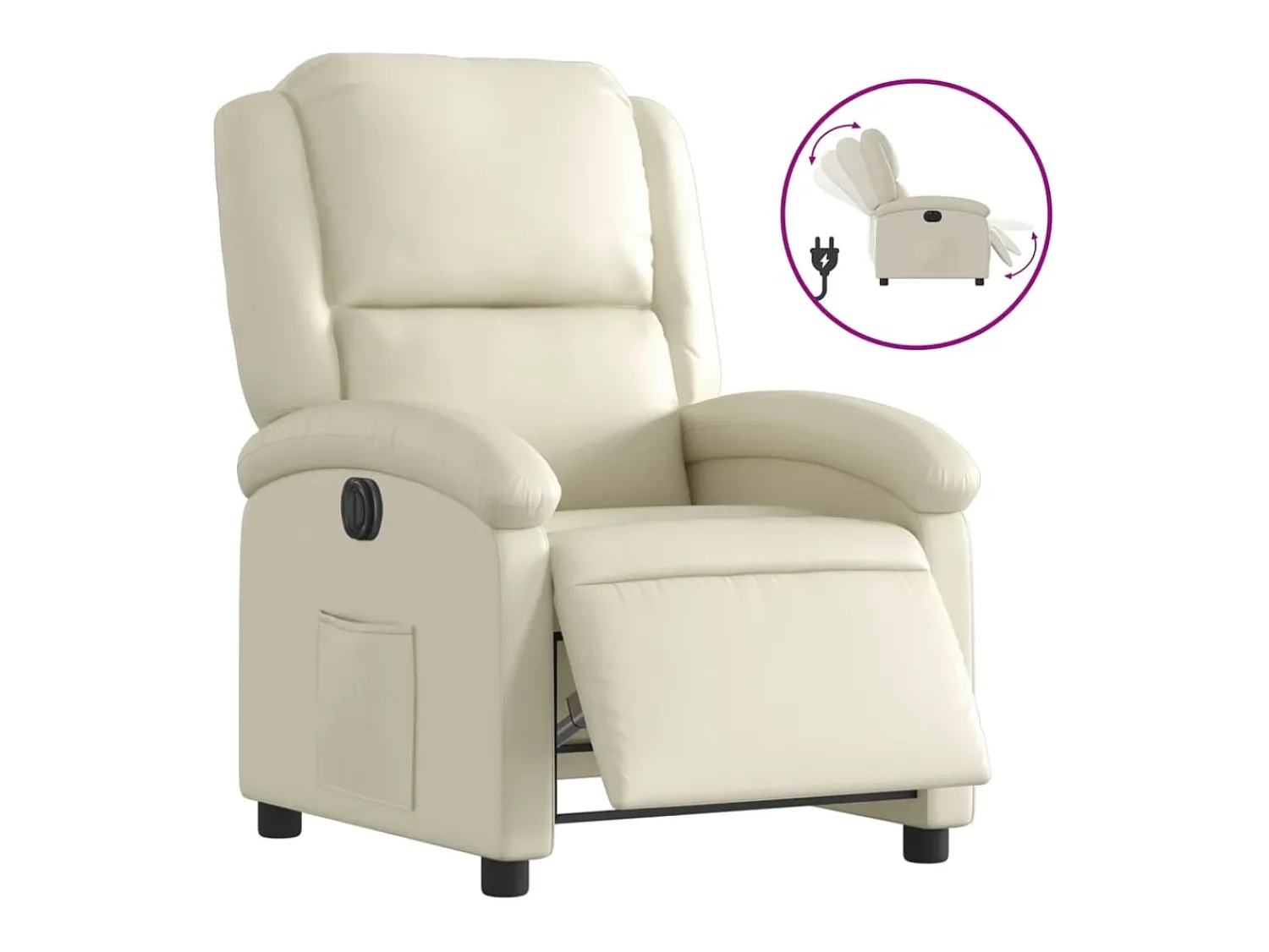 Sale vidaxl Poltrona reclinável elétrica couro artificial cor Creme