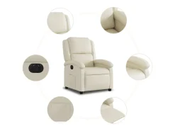 Sale vidaxl Poltrona reclinável elétrica couro artificial cor Creme