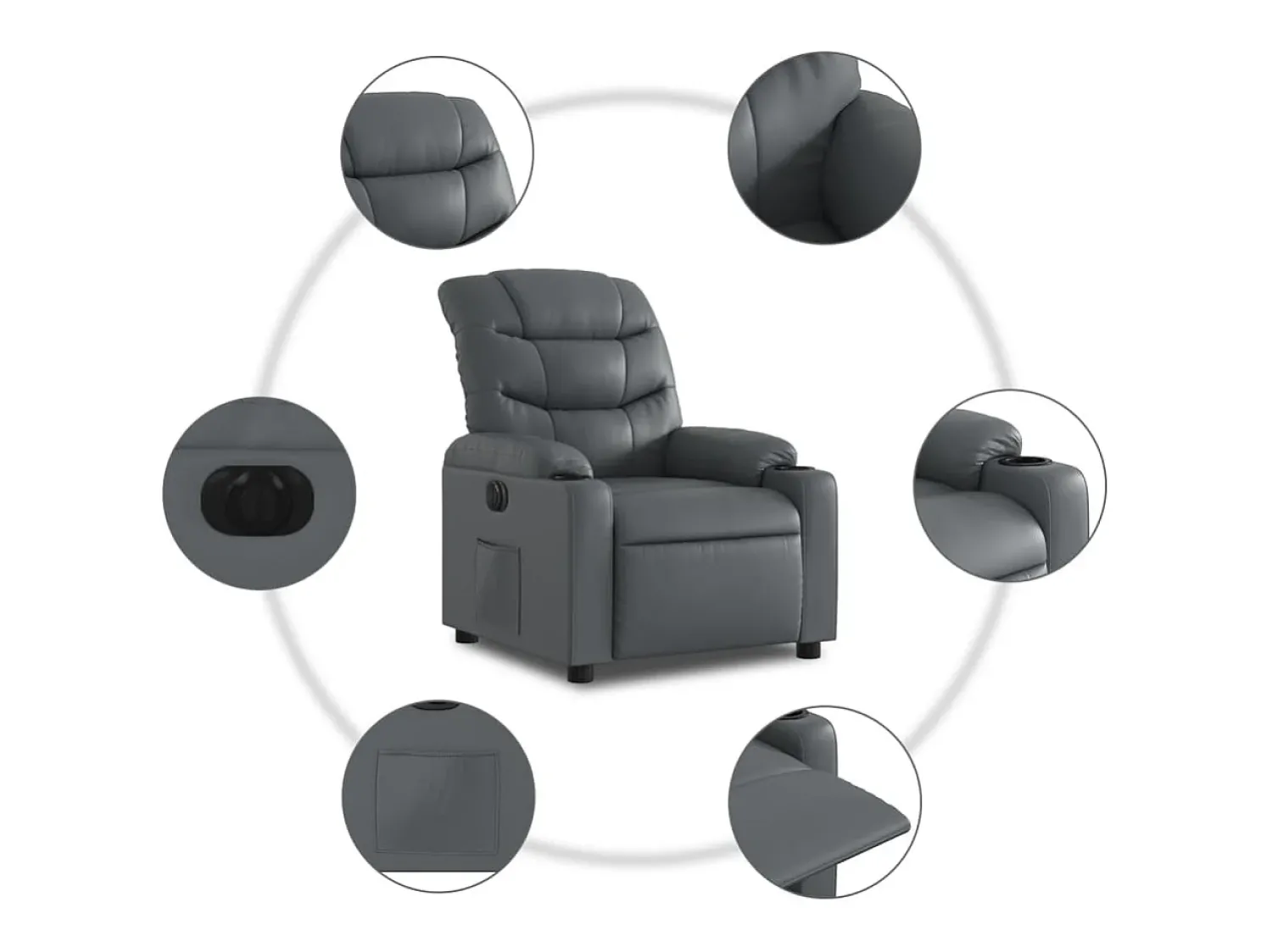 vidaxl Poltrona reclinável elétrica couro artificial^ Poltrona