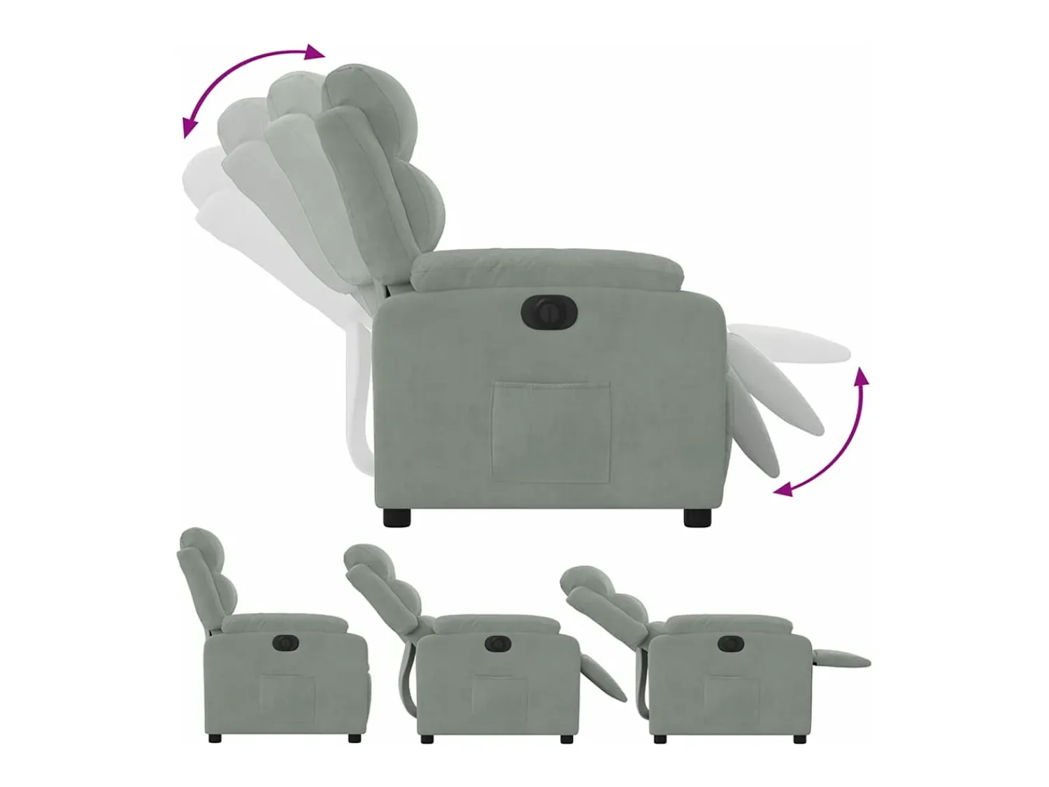 Best vidaxl Poltrona reclinável elétrica veludo -claro Cinzento