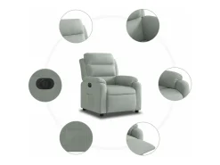Best vidaxl Poltrona reclinável elétrica veludo -claro Cinzento