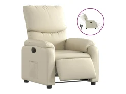 Best vidaxl Poltrona reclinável elétrica couro artificial cor Creme