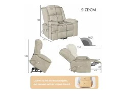 Poltrona| Poltrona reclinável elétrica reclinável em tecido - Cinza - C93 x L102 x A106 cm - Cinza 1 Cinzento claro