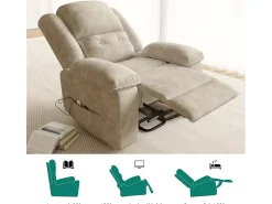 Poltrona| Poltrona reclinável elétrica reclinável em tecido - Cinza - C93 x L102 x A106 cm - Cinza 1 Cinzento claro